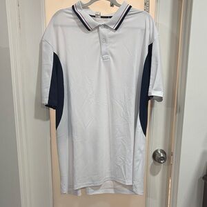 Men's White Polo with Navy Side Panels and Trim
